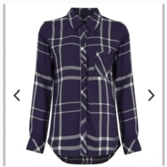 Rails Button Down Long Sleeve Top White & Blue Checkered sz. L - Picture 2 of 4